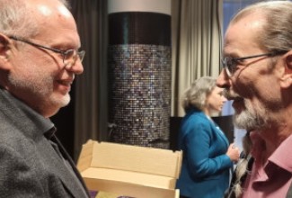two men talking